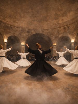 Cappadocia Whirling Dervish Ceremony traditional Sema show in cave hall
