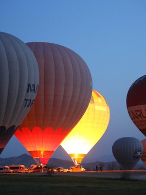 Cappadocia hot air balloon flight over Çat Valley at sunrise with small group balloon experience